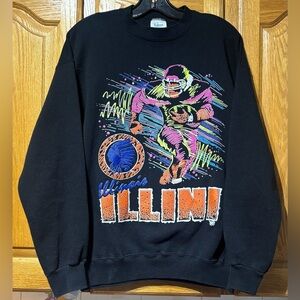 Vintage University of Illinois Illini NCAA Collegiate Crewneck Sweatshirt Large